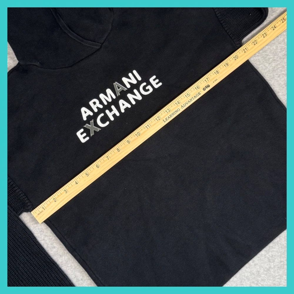 Armani Exchange Black Hoodie Sweater Ribbed Sleeve Womens Oversized Small - Picture 4 of 11